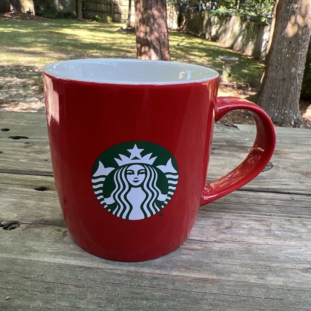 Starbucks 2021 Red Classic Mermaid Green Logo Ceramic Coffee Cup/Mug 12 oz.